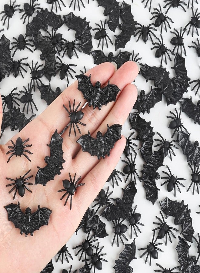 Junware Halloween Miniatures, 200 Pcs Plastic Bats and Fake Spiders for Home Decorations Creepy Scary Prank Mini Halloween Figurines - Image 1